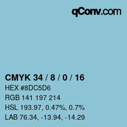 颜色代码: CMYK 34 / 8 / 0 / 16 | qconv.com