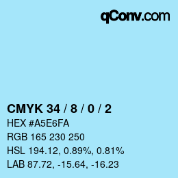 カラーコード: CMYK 34 / 8 / 0 / 2 | qconv.com