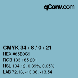 カラーコード: CMYK 34 / 8 / 0 / 21 | qconv.com