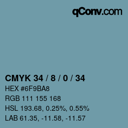 カラーコード: CMYK 34 / 8 / 0 / 34 | qconv.com