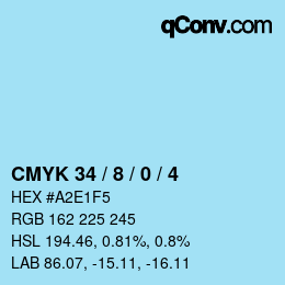カラーコード: CMYK 34 / 8 / 0 / 4 | qconv.com