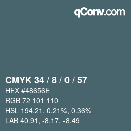 Farbcode: CMYK 34 / 8 / 0 / 57 | qconv.com