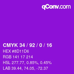 Color code: CMYK 34 / 92 / 0 / 16 | qconv.com