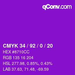 Farbcode: CMYK 34 / 92 / 0 / 20 | qconv.com