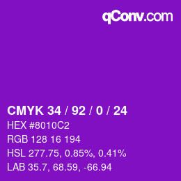 Farbcode: CMYK 34 / 92 / 0 / 24 | qconv.com