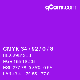 カラーコード: CMYK 34 / 92 / 0 / 8 | qconv.com
