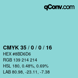 颜色代码: CMYK 35 / 0 / 0 / 16 | qconv.com