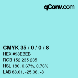 Color code: CMYK 35 / 0 / 0 / 8 | qconv.com