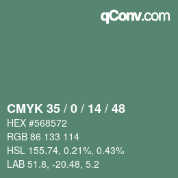 颜色代码: CMYK 35 / 0 / 14 / 48 | qconv.com