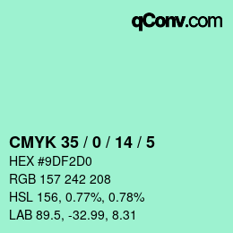 Color code: CMYK 35 / 0 / 14 / 5 | qconv.com