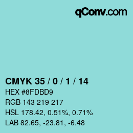 カラーコード: CMYK 35 / 0 / 1 / 14 | qconv.com