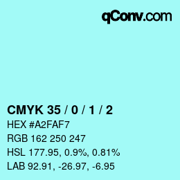カラーコード: CMYK 35 / 0 / 1 / 2 | qconv.com