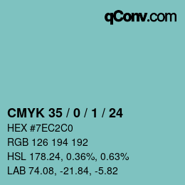 カラーコード: CMYK 35 / 0 / 1 / 24 | qconv.com
