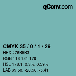 カラーコード: CMYK 35 / 0 / 1 / 29 | qconv.com