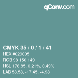 Color code: CMYK 35 / 0 / 1 / 41 | qconv.com