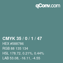 Color code: CMYK 35 / 0 / 1 / 47 | qconv.com