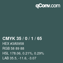 Farbcode: CMYK 35 / 0 / 1 / 65 | qconv.com