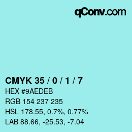 カラーコード: CMYK 35 / 0 / 1 / 7 | qconv.com