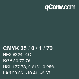 Color code: CMYK 35 / 0 / 1 / 70 | qconv.com