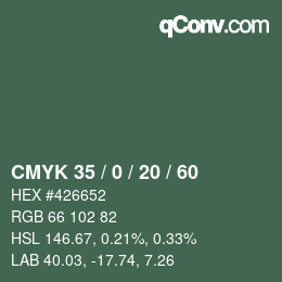 Color code: CMYK 35 / 0 / 20 / 60 | qconv.com