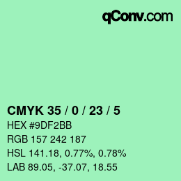 Color code: CMYK 35 / 0 / 23 / 5 | qconv.com