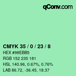 Color code: CMYK 35 / 0 / 23 / 8 | qconv.com