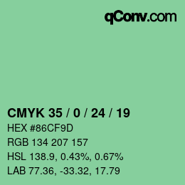 Color code: CMYK 35 / 0 / 24 / 19 | qconv.com