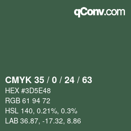 Color code: CMYK 35 / 0 / 24 / 63 | qconv.com