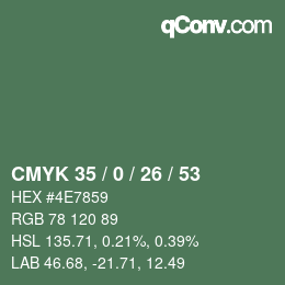 颜色代码: CMYK 35 / 0 / 26 / 53 | qconv.com