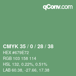 Color code: CMYK 35 / 0 / 28 / 38 | qconv.com