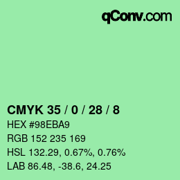 Color code: CMYK 35 / 0 / 28 / 8 | qconv.com