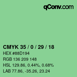 Color code: CMYK 35 / 0 / 29 / 18 | qconv.com