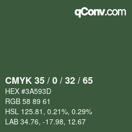 カラーコード: CMYK 35 / 0 / 32 / 65 | qconv.com