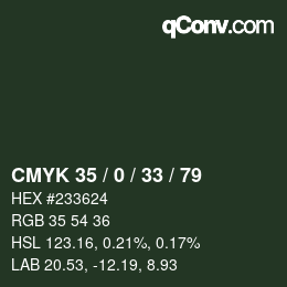 カラーコード: CMYK 35 / 0 / 33 / 79 | qconv.com