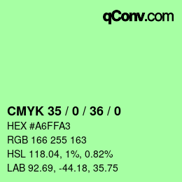 Farbcode: CMYK 35 / 0 / 36 / 0 | qconv.com