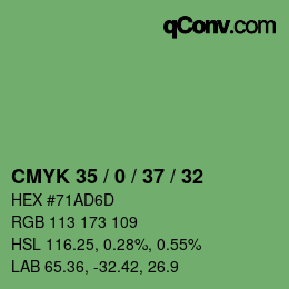 Color code: CMYK 35 / 0 / 37 / 32 | qconv.com