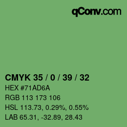 Color code: CMYK 35 / 0 / 39 / 32 | qconv.com