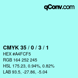 Color code: CMYK 35 / 0 / 3 / 1 | qconv.com