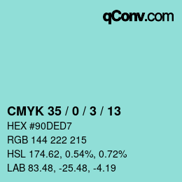 颜色代码: CMYK 35 / 0 / 3 / 13 | qconv.com