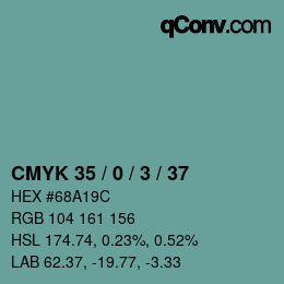 Color code: CMYK 35 / 0 / 3 / 37 | qconv.com