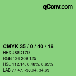 Código de color: CMYK 35 / 0 / 40 / 18 | qconv.com