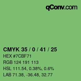 Farbcode: CMYK 35 / 0 / 41 / 25 | qconv.com