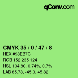 Color code: CMYK 35 / 0 / 47 / 8 | qconv.com
