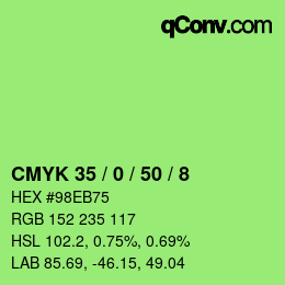 Color code: CMYK 35 / 0 / 50 / 8 | qconv.com