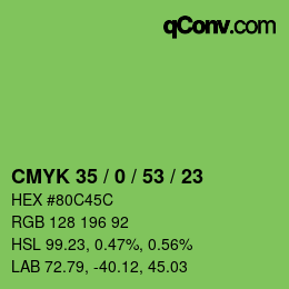 Color code: CMYK 35 / 0 / 53 / 23 | qconv.com