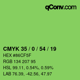 Color code: CMYK 35 / 0 / 54 / 19 | qconv.com