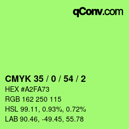 颜色代码: CMYK 35 / 0 / 54 / 2 | qconv.com