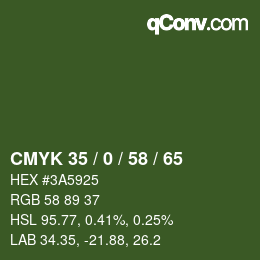 Color code: CMYK 35 / 0 / 58 / 65 | qconv.com