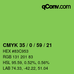 Color code: CMYK 35 / 0 / 59 / 21 | qconv.com