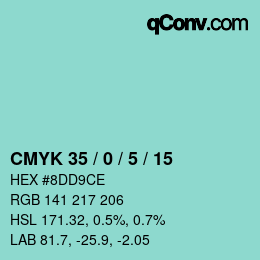 カラーコード: CMYK 35 / 0 / 5 / 15 | qconv.com